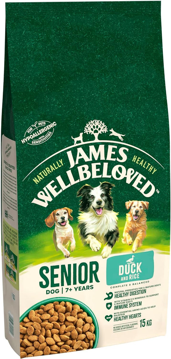 James Wellbeloved Complete Dry Senior Dog Food Duck and Rice, 15