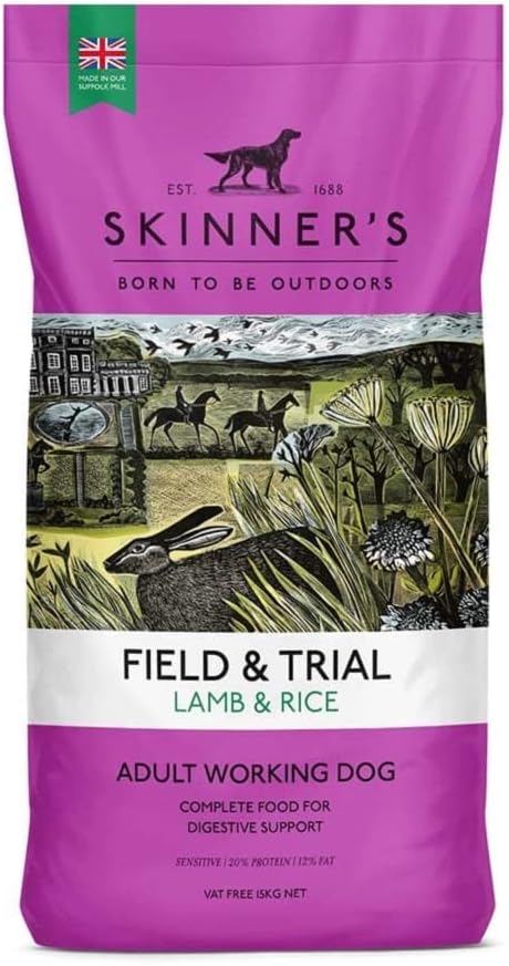 Skinner’s Field & Trial Lamb & Rice – Complete Dry Adult Dog Food, For Active and Energetic Dogs, Sensitive, 15kg