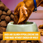 Dr John Hypoallergenic Duck & Salmon Dry Dog Food 12.5kg – Wheat Free & Chicken Free Dog Food Recipe for Sensitive Stomach & Allergies – Complete Adult & Senior Working Dog Food