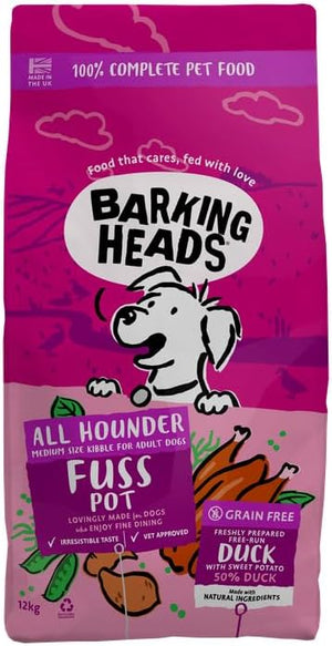 Barking Heads Dry Dog Food for All Hounder Fuss Pot Duck Dry Dog Food - 12KG