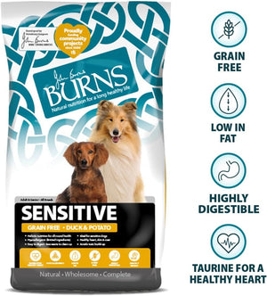 Burns Pet Nutrition Sensitive Grain Free Duck and Potato Adult Dry Dog Food, 12 kg