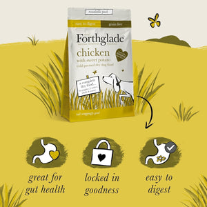 Forthglade Complete Natural Dry Dog Food - Grain Free Chicken with Vegetables (6kg) Resealable Bag - Easy to Digest Cold Pressed Dog Food for Puppy, Adult and Senior Dogs