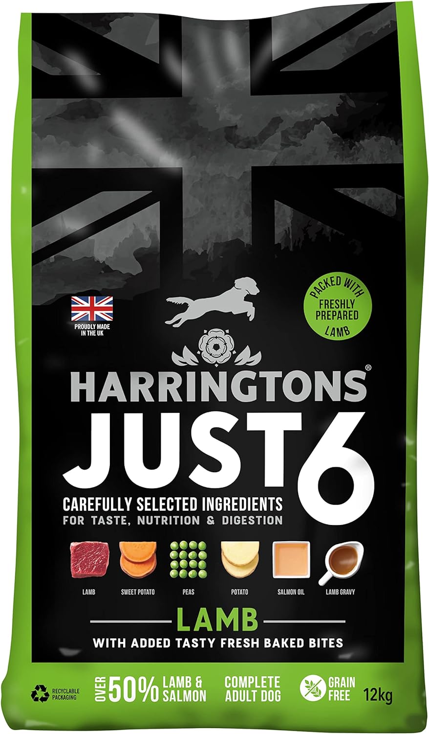 Harringtons Just 6 Dry Dog Food Lamb & Veg - 12kg