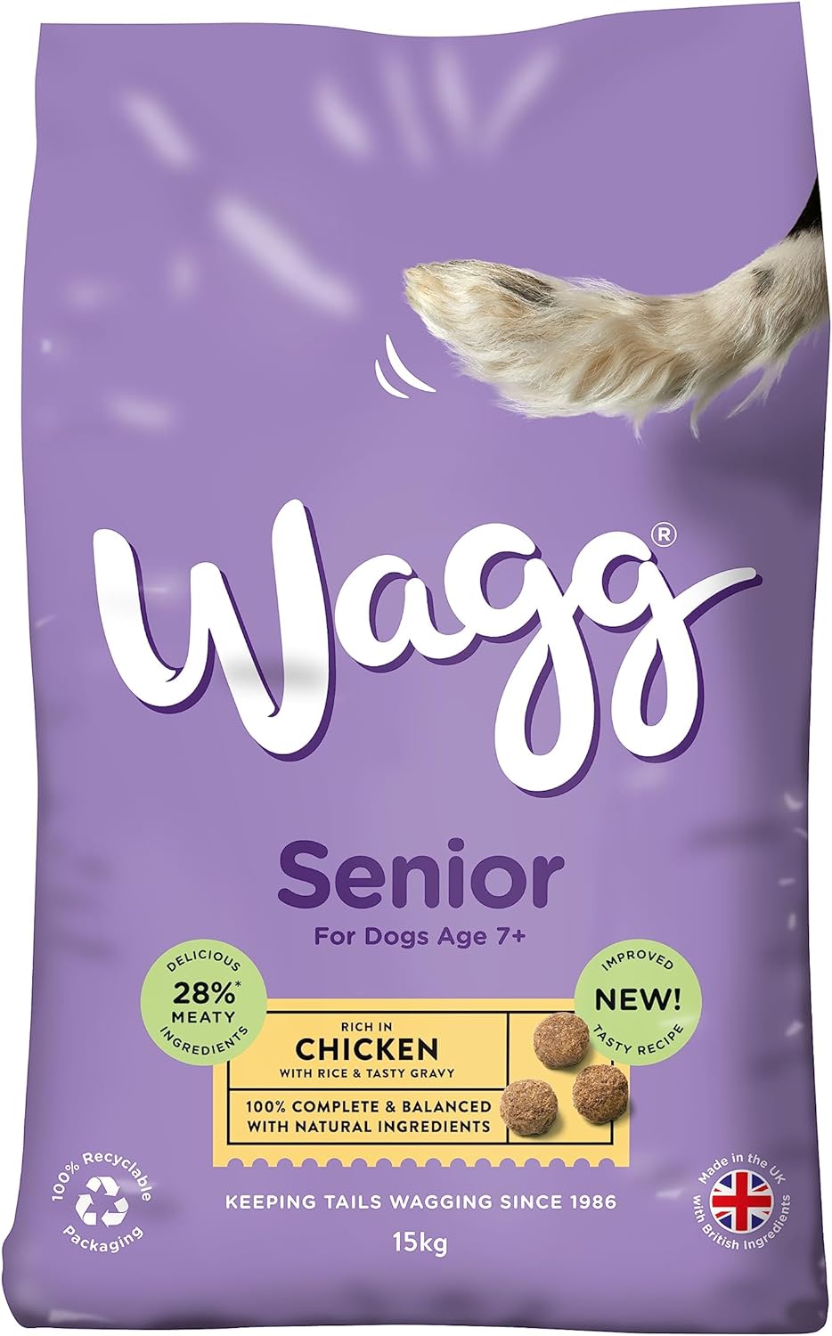 Wagg Senior Complete Dry Dog Food Chicken & Rice 15kg