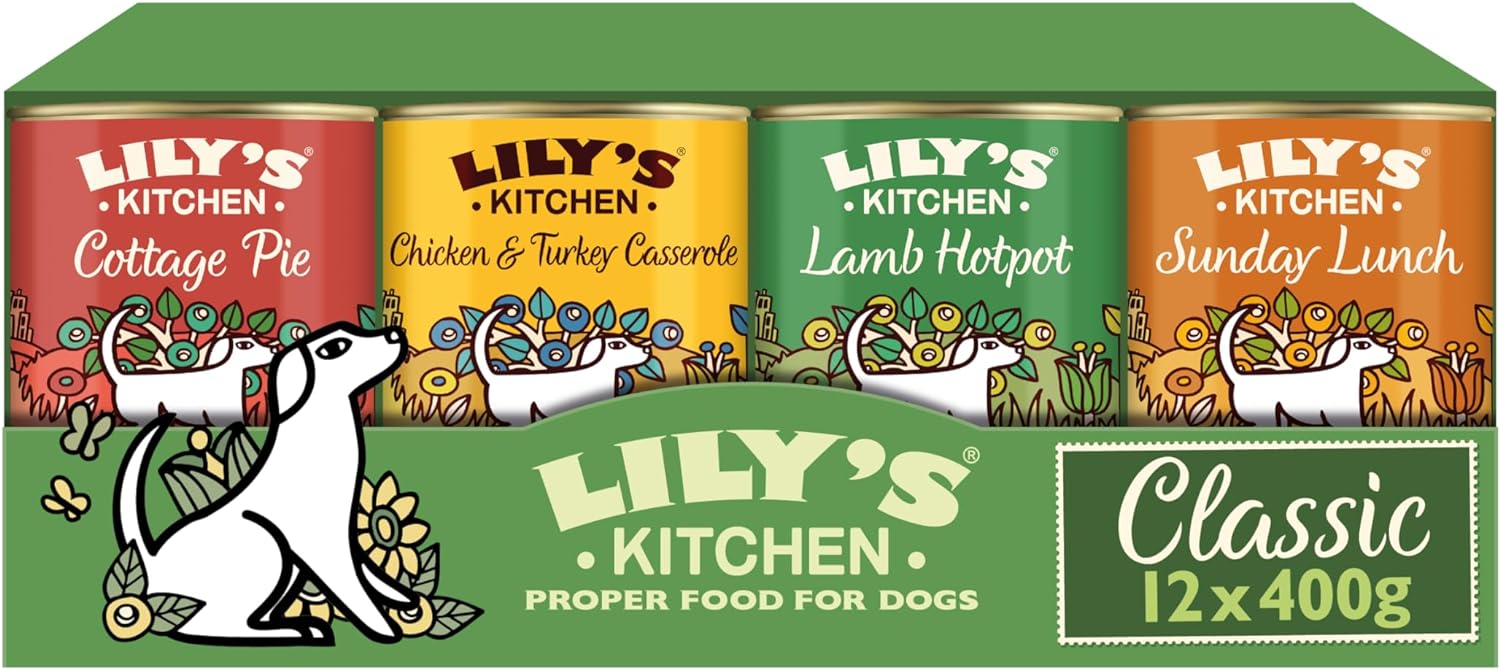 Lily's Kitchen Natural Adult Wet Dog Food Tins Classic Dinners Variety Pack 12 x 400g