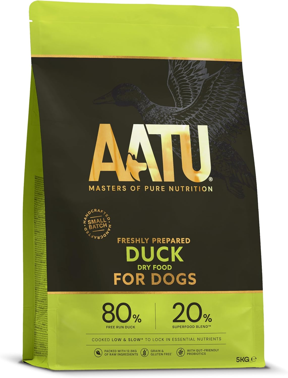 AATU 80/20 Dry Dog Food, Duck, High Protein, Grain Free Recipe, No Artificial Ingredients, 5 kg