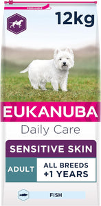 Eukanuba Sensitive Skin Hypoallergenic Complete Dry Dog Food for Adult Dogs with Fish 12 kg
