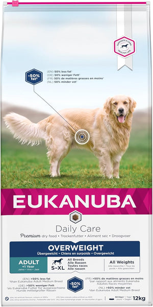 Eukanuba Overweight and Sterilised Low Fat Complete Dry Dog Food for Adult Dogs with Chicken 12 kg
