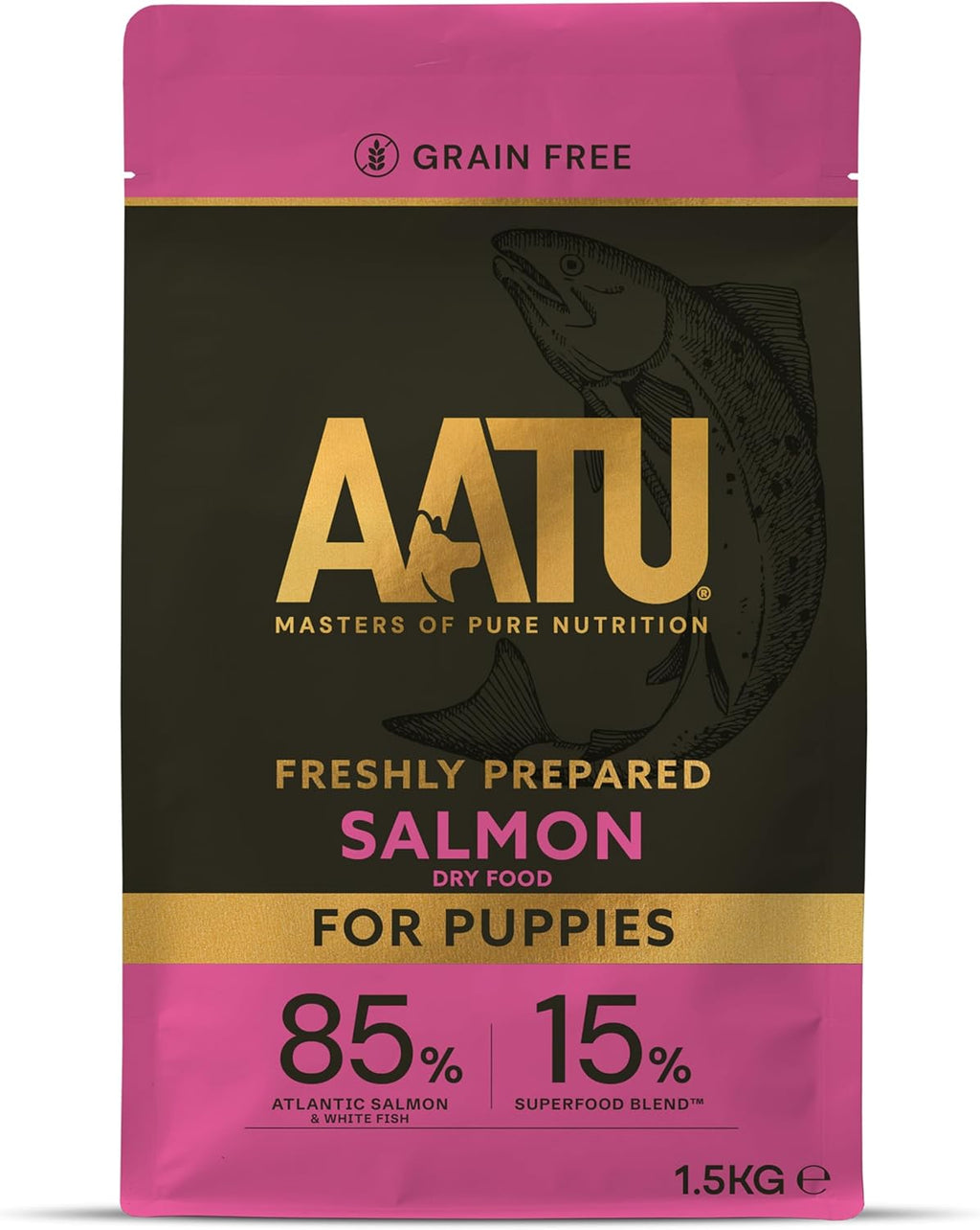 AATU 85/15 Complete Dry Puppy Food, Salmon 1.5kg