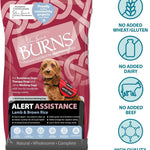 Burns Pet Nutrition Hypoallergenic Complete Dry Dog Food Adult and Senior Dog Alert Lamb and Brown Rice 12 kg