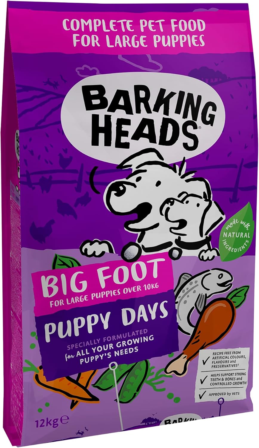 Barking Heads Complete Dry Dog Food 12kg - Puppy Big Foot (Large Breed) Puppy Days Turkey - Natural Grain Free Hypoallergenic