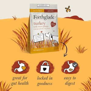 Forthglade Complete Natural Dry Dog Food - Grain Free Turkey with Vegetables (6kg) Resealable Bag - Easy to Digest Cold Pressed Dog Food for Puppy, Adult and Senior Dogs