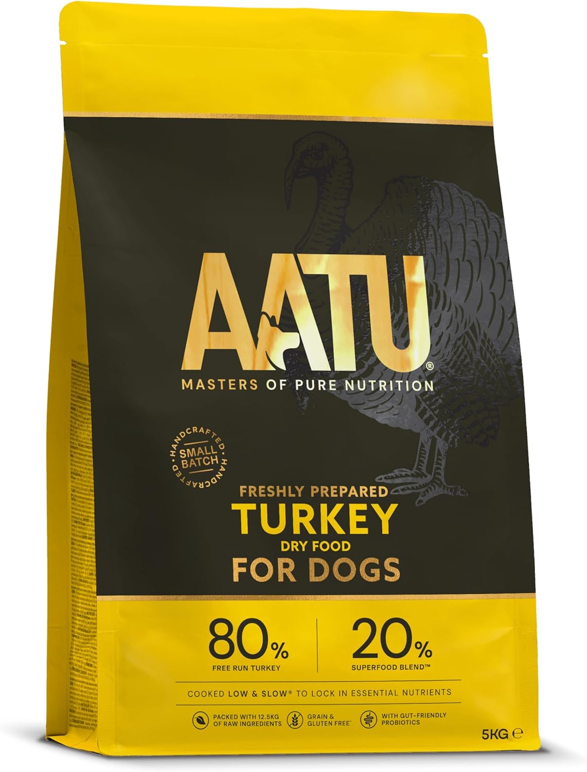 AATU 80/20 Dry Dog Food, Turkey, High Protein, Grain Free Recipe, No Artificial Ingredients, 5 kg