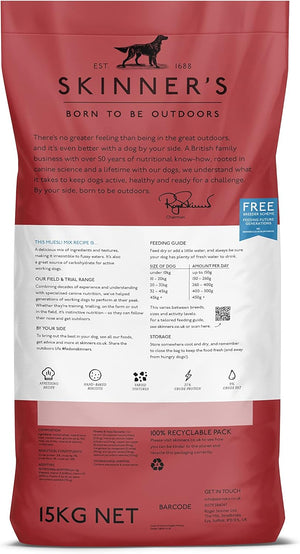 Skinner’s Field & Trial Muesli Mix – Complete Dry Adult Dog Food, For Fussy Eaters, Mixed Kibble for Variety, 15kg