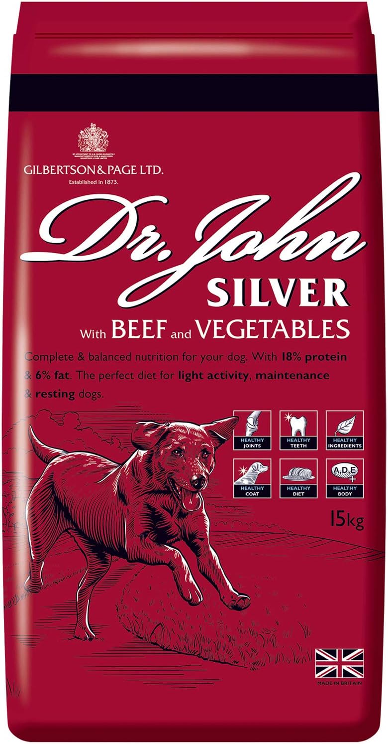 Dr John Silver Dry Dog Food Beef with Vegetables Complete Dog Biscuits 15kg