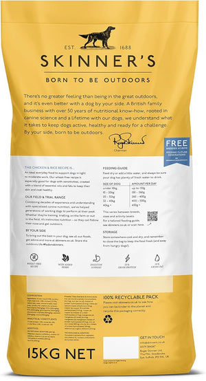 Skinner’s Field & Trial Chicken & Rice – Complete Dry Adult Dog Food, Sensitive, Gentle Digestion, 15kg