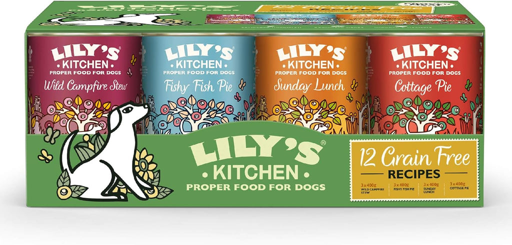 Lily's Kitchen Natural Adult Wet Dog Food Tins Grain-Free Recipe Variety Pack 12x400g