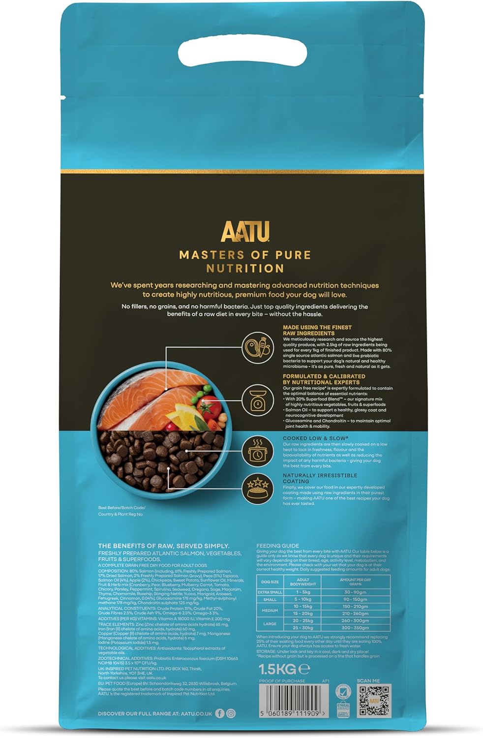 AATU 80/20 Complete Dry Dog Food, Salmon 1.5kg