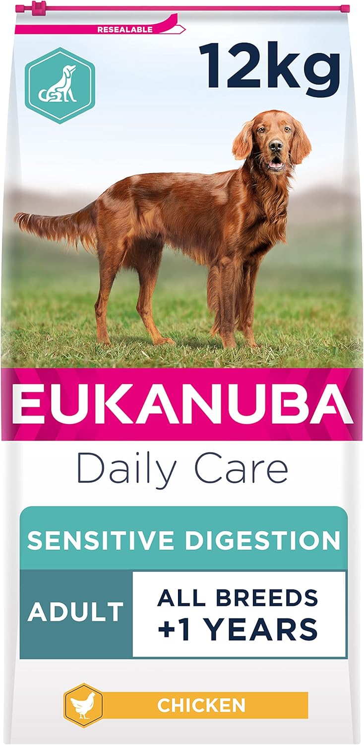 Eukanuba Sensitive Digestion Highly Digestible Complete Dry Dog Food for Adult Dogs with Chicken 12 kg