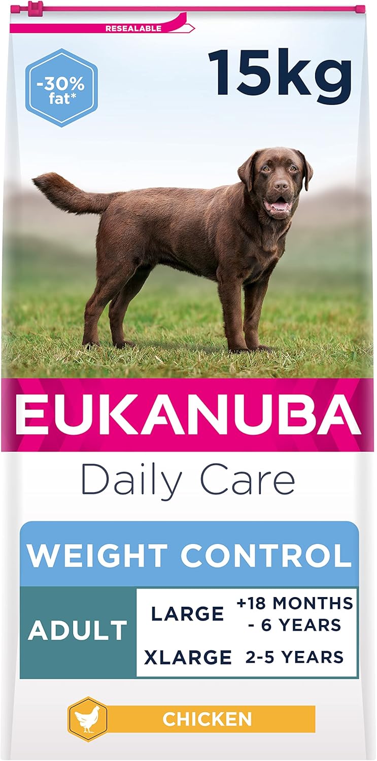 Eukanuba Weight Control Low Fat Complete Dry Dog Food for Adult Large and Giant Breeds with Chicken 15 kg