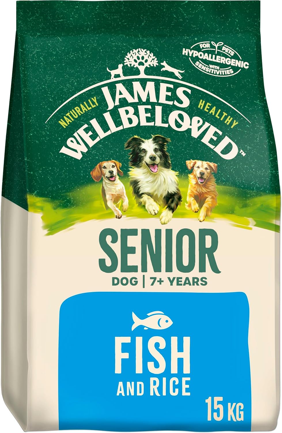 James Wellbeloved Complete Dry Senior Dog Food Fish and Rice, 15 kg