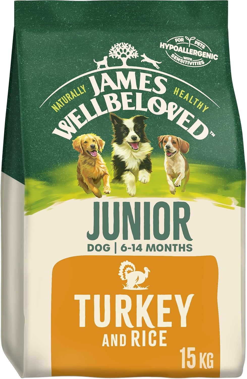 James Wellbeloved Turkey & Rice Junior Dry Dog Food - 15kg