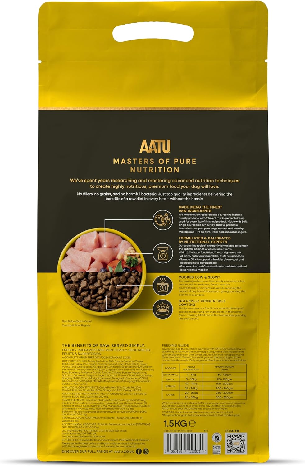 AATU 80/20 Complete Dry Dog Food, Turkey 1.5kg