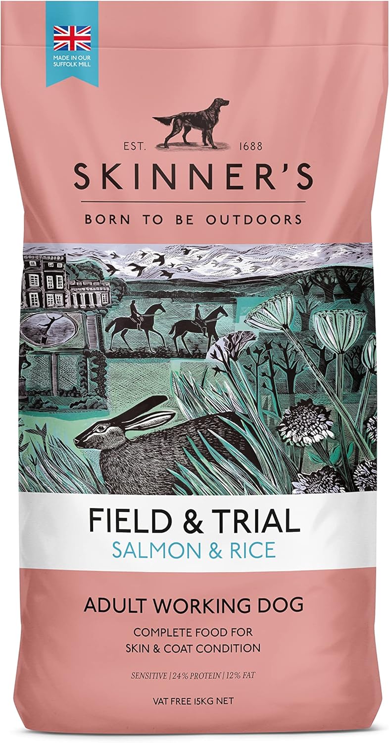 Skinners Field & Trial Salmon & Rice 15kg , Complete Dry Adult Working Dog Food, Gentle Digestion, Glossy Coat