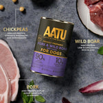 AATU 90/10 Complete Wet Adult Dog Food in a Tin Pork & Wild Boar 400g (Pack of 6) - Grain Free Recipe - No Artificial Ingredients - Good for Low Maintenance Feeding