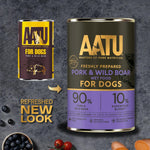 AATU 90/10 Complete Wet Adult Dog Food in a Tin Pork & Wild Boar 400g (Pack of 6) - Grain Free Recipe - No Artificial Ingredients - Good for Low Maintenance Feeding
