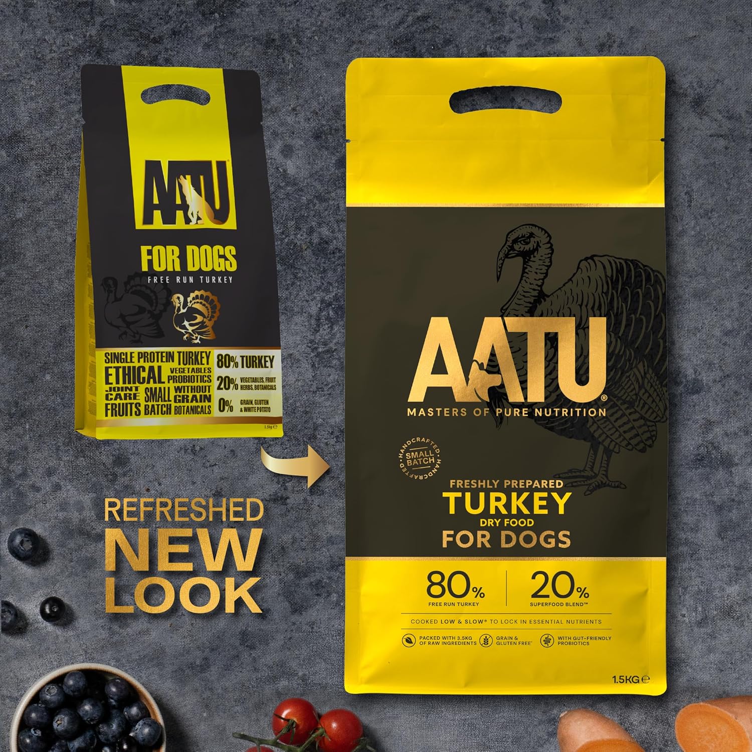 AATU 80/20 Dry Dog Food, Turkey, High Protein, Grain Free Recipe, No Artificial Ingredients, 5 kg