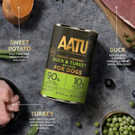 AATU 90/10 Complete Wet Adult Dog Food in a Tin Duck & Turkey 400g (Pack of 6) - Grain Free Recipe - No Artificial Ingredients - Good for Low Maintenance Feeding