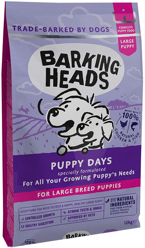 Barking Heads Complete Dry Dog Food 12kg - Puppy Big Foot (Large Breed) Puppy Days Turkey - Natural Grain Free Hypoallergenic
